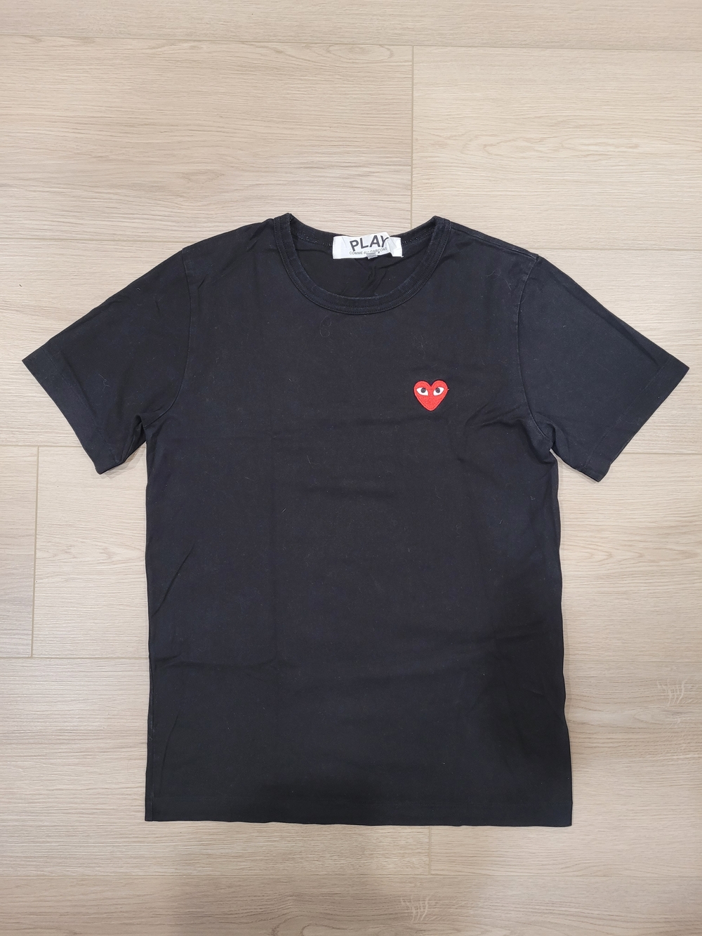 Comme des Garcons PLAY Black Tee with Red Heart Patch